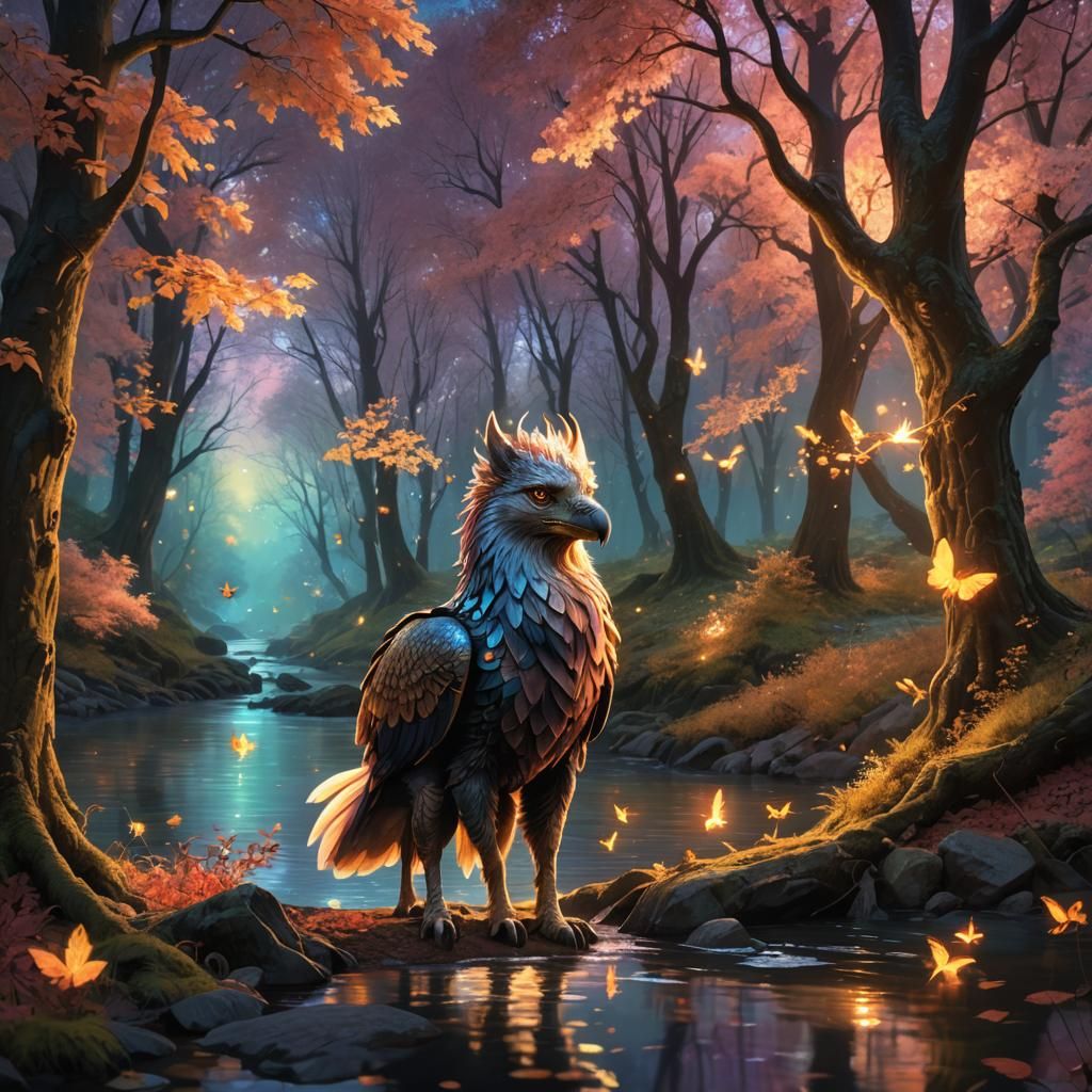 Griffin in Magical Forest Concept Art