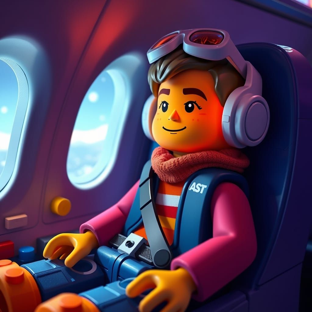 Boy's Lego World on an Airplane