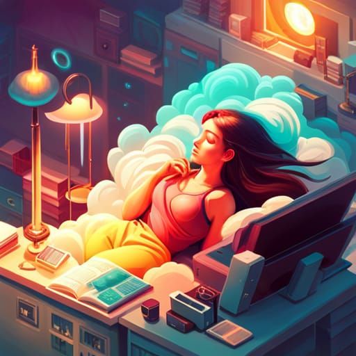 Dreamy Surreal Image of Girl Asleep at Desk
