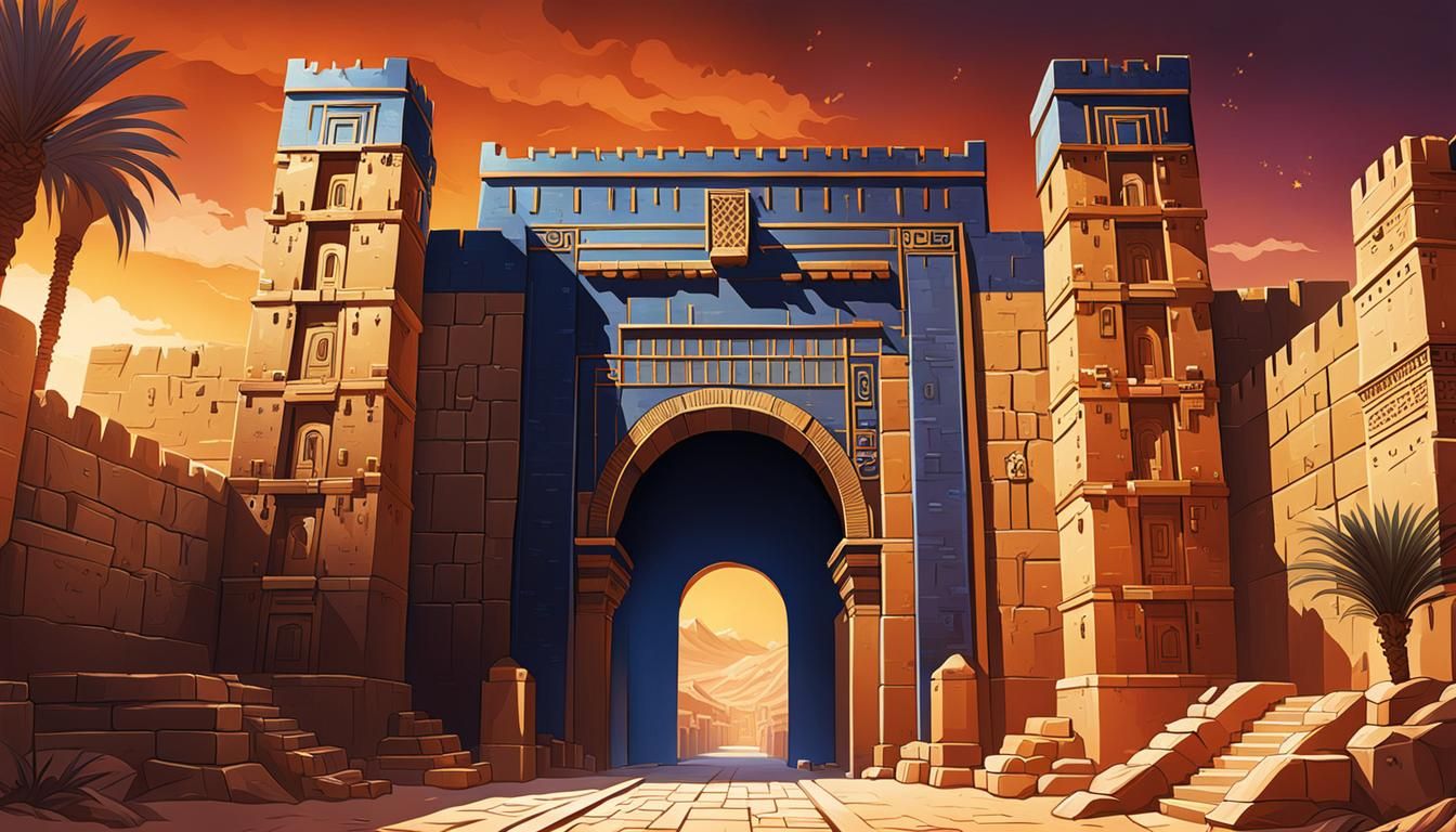 Ishtar Gate of Babylon in Overwatch Style