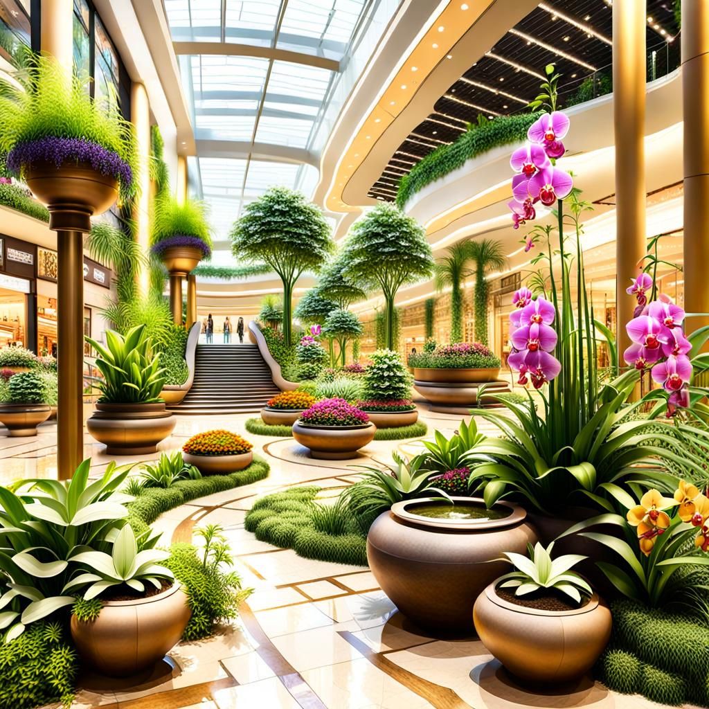 Utopian Terrace Garden in Smart City Shopping Mall