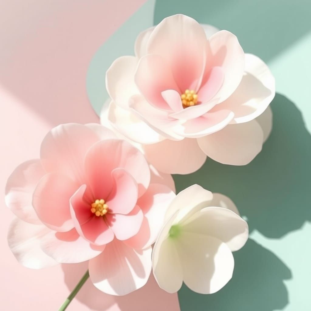 Abstract Geometric Flowers in Pastel Colors