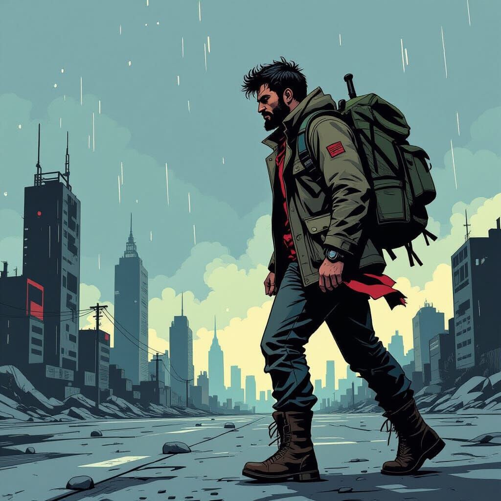 Persian Traveler in Desolate City Comic Art