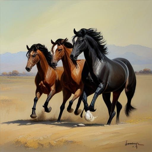 Beautiful black stallions
