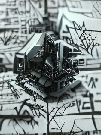 Hyperdetailed Geometric Organism in Black and White