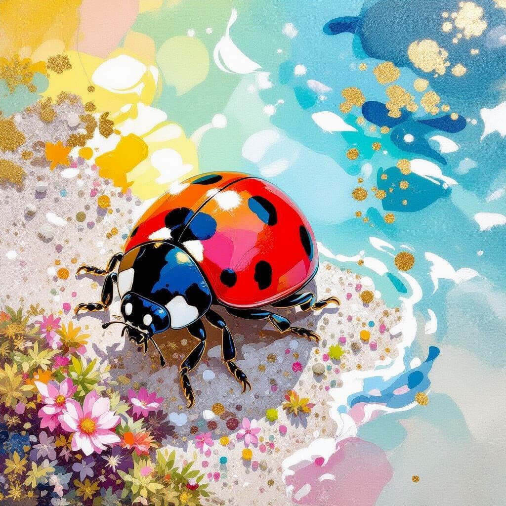 Ladybug in Metamodern Style with Rococo & Neo-Impressionist ...