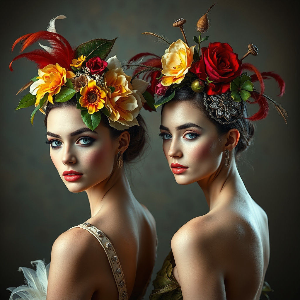Ornate Floral Headwear with Volumetric Lighting