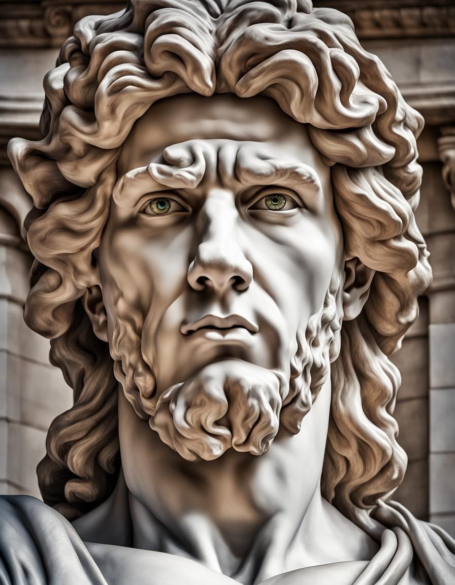 Hyperrealistic David Statue Portrait in Studio Lighting