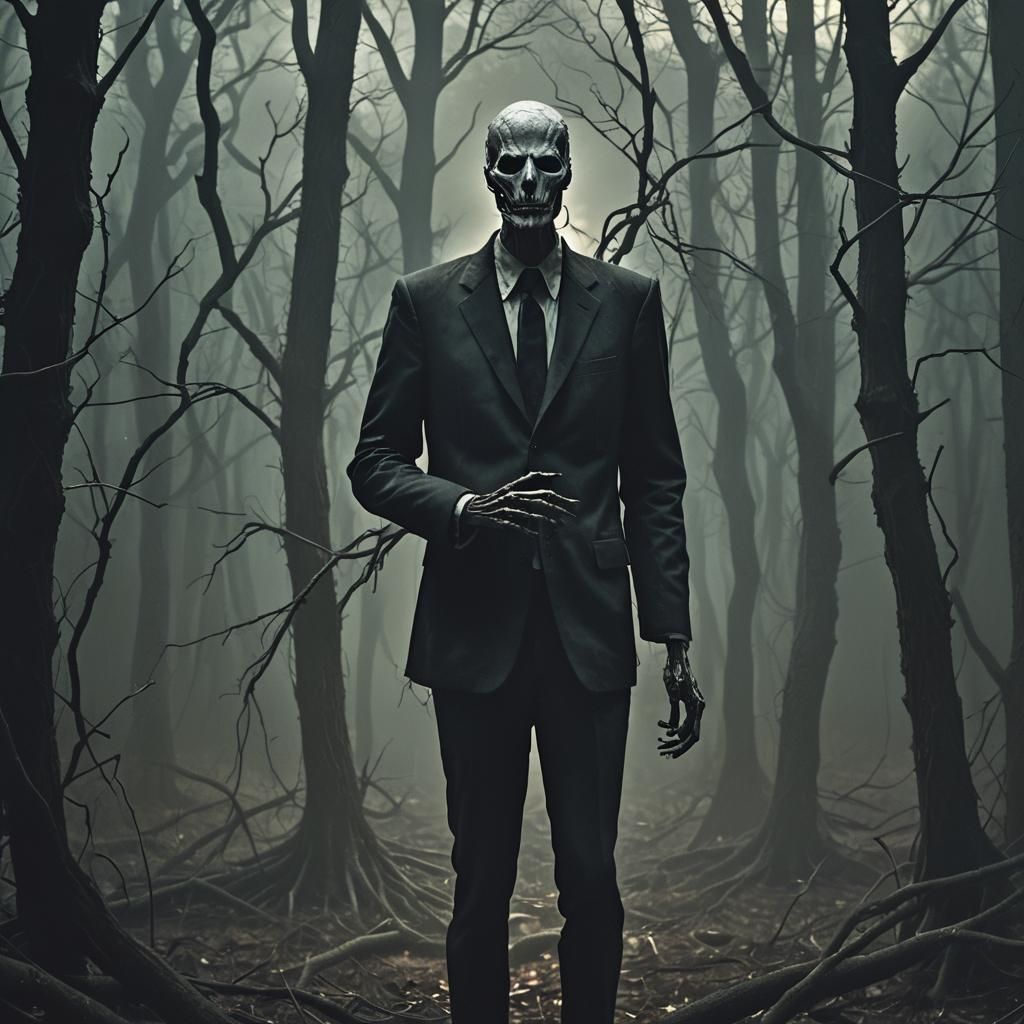 Mr. Slender Man in a Deserted Forest