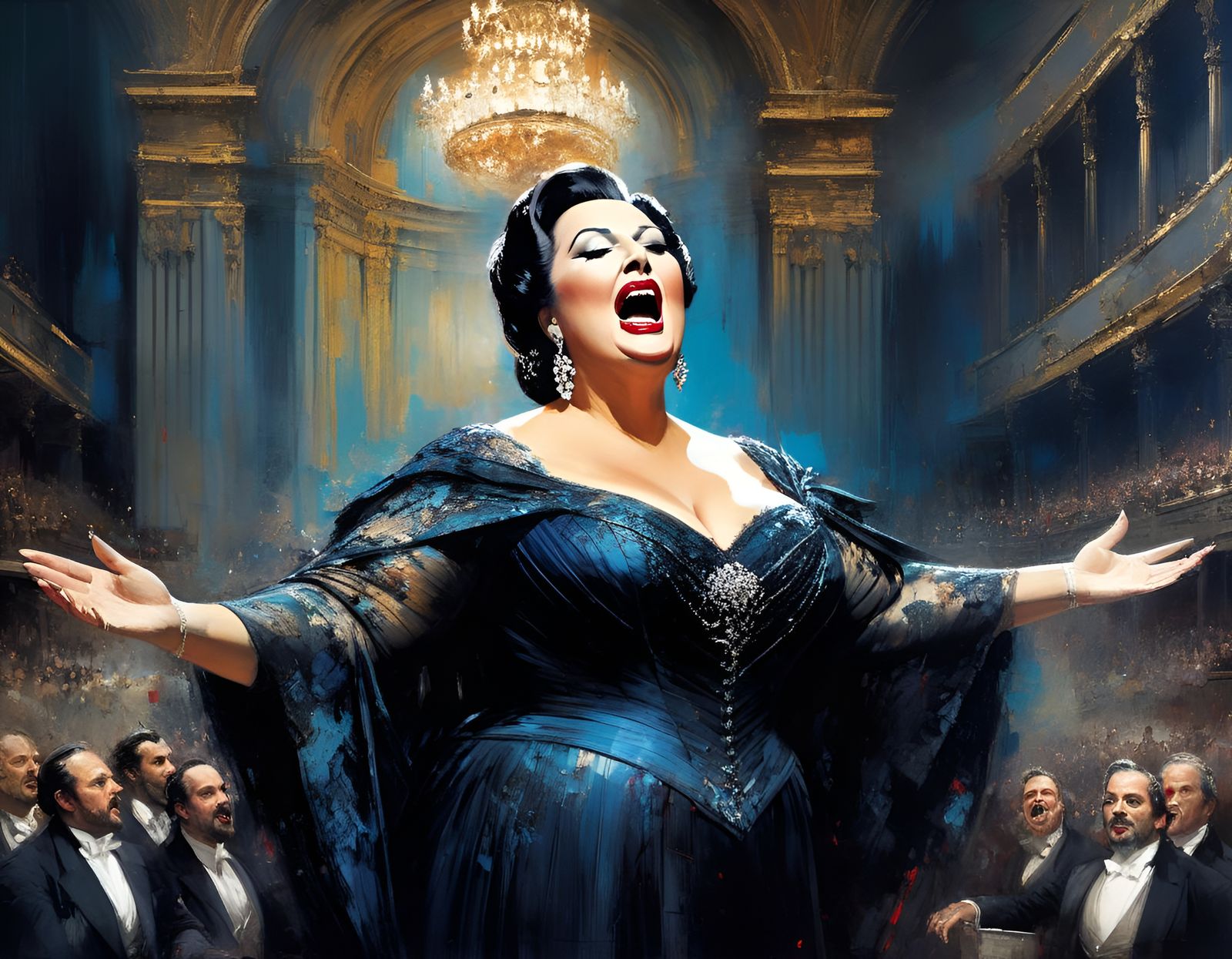 Opera Singer Portrait in Style of Classic Oil Painting