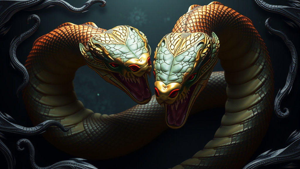 Serpents Entwined in Ancient Chamber: A Dark Fantasy Masterp...