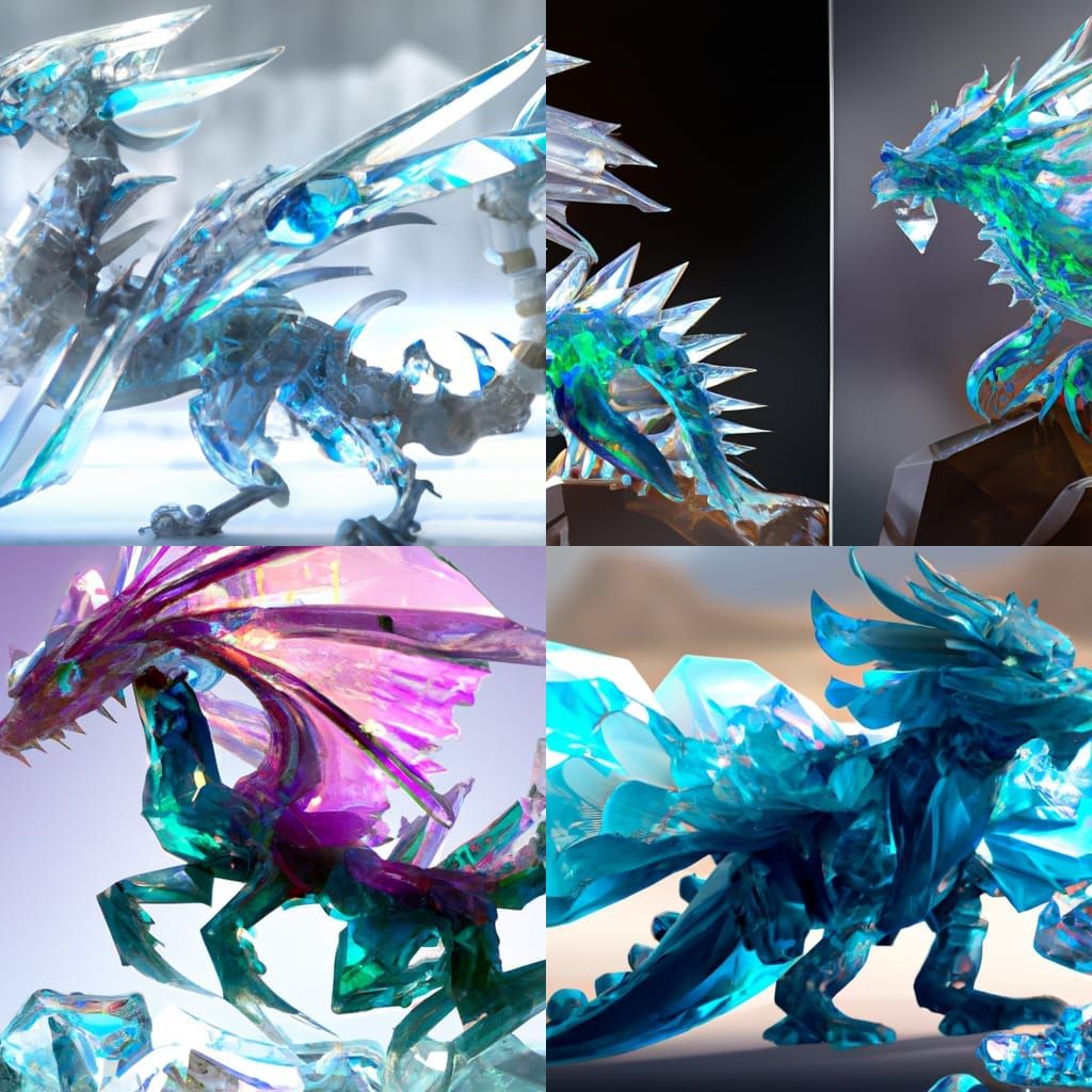 Crystal Dragon Concept Art in Art Nouveau Style