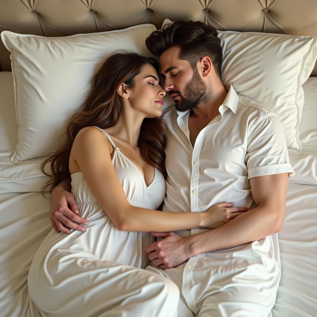 Serene Couple's Embrace in Dreamy White Setting