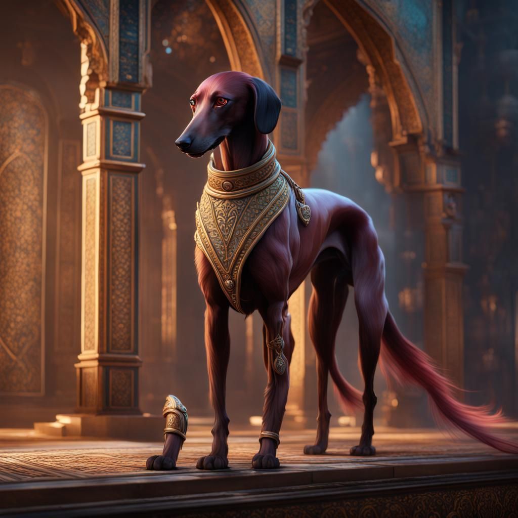 Persian Saluki in Comic Book Style