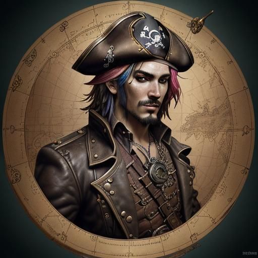 Steampunk Pirate's Treasure Map: Hyperrealistic Splash Art