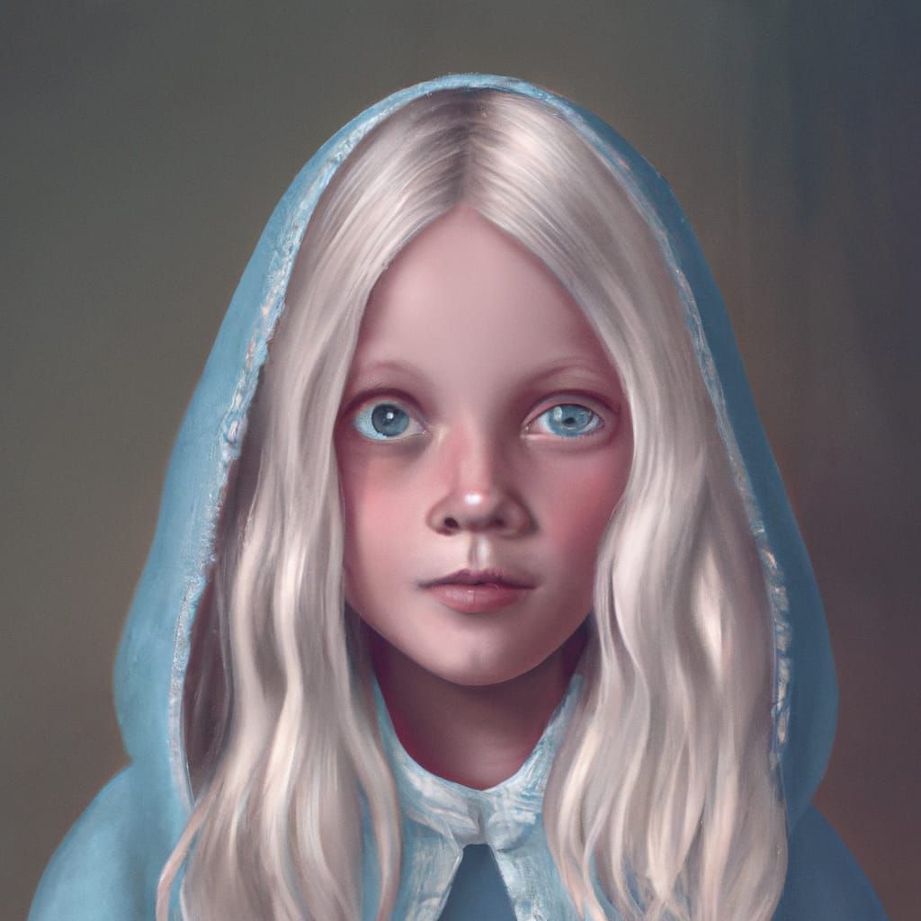 Zombie Girl with Pink Eyes in Photorealistic Painting