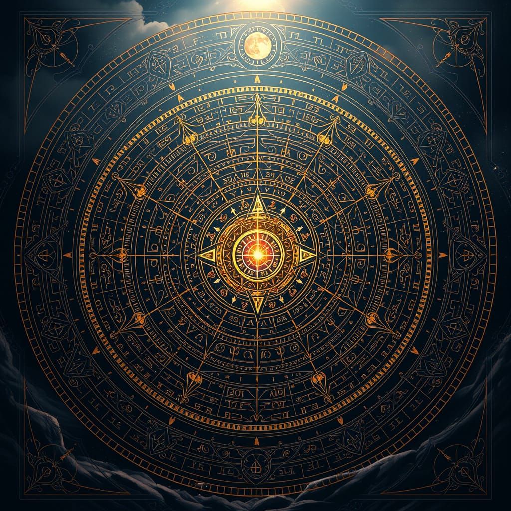 Ethereal Baltic Mythology Calendar Illustrations in Cyberpun...