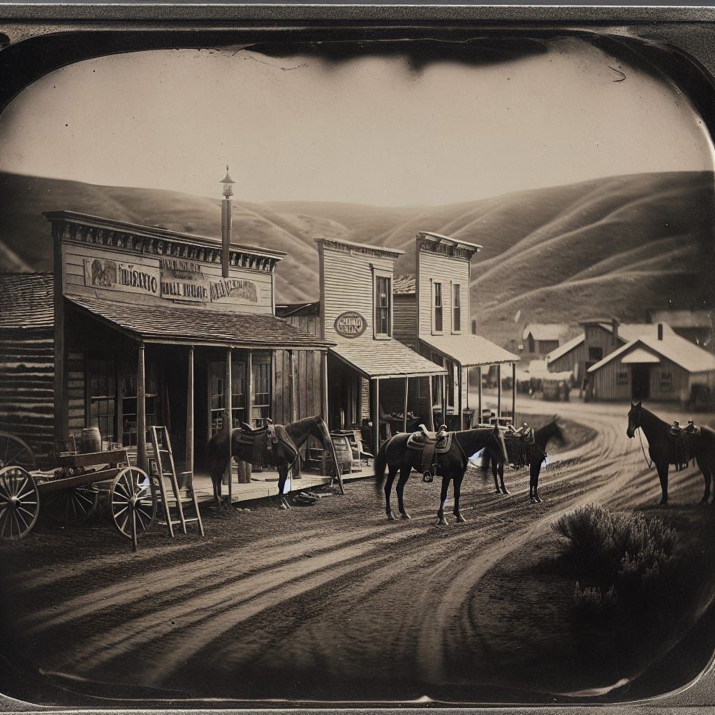 American Frontier Town: Daguerreotype Photograph from 1850