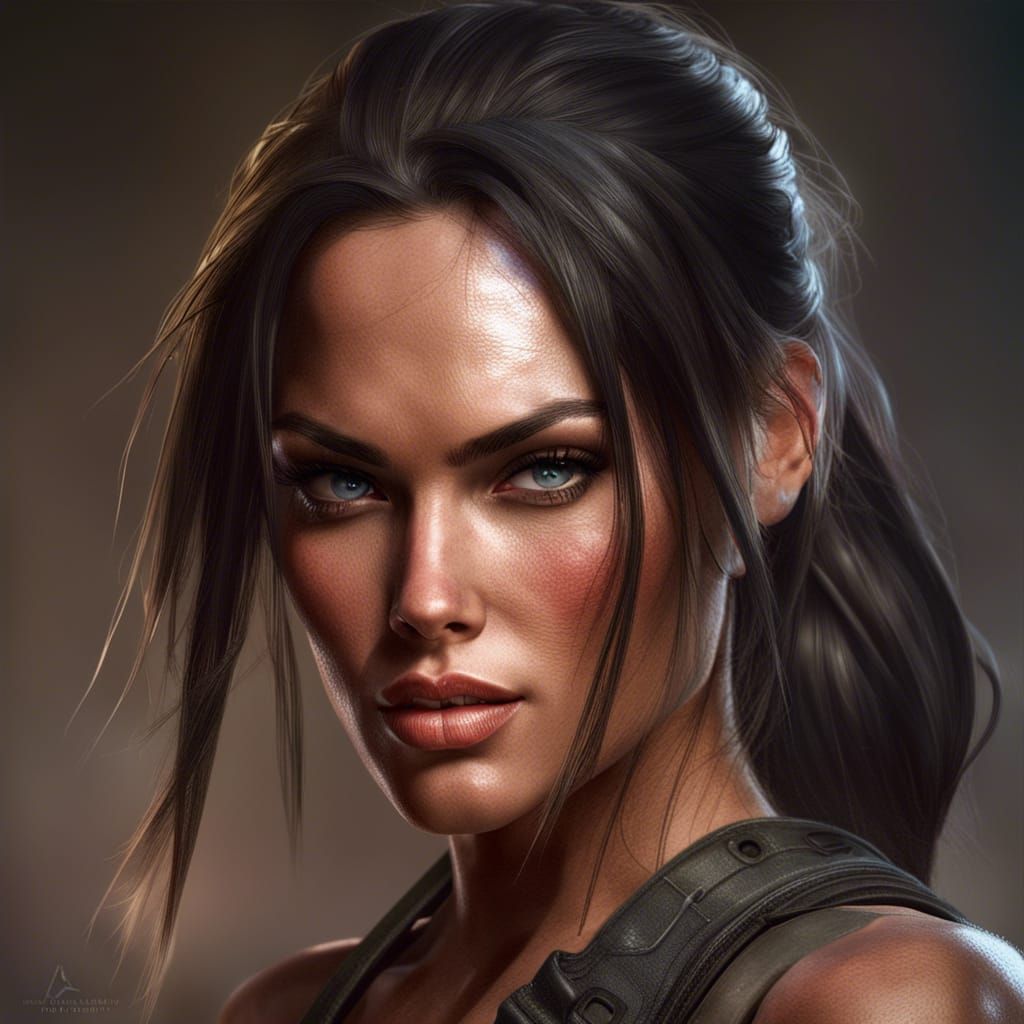 Megan Fox as Lara Croft: Hyperdetailed Portrait