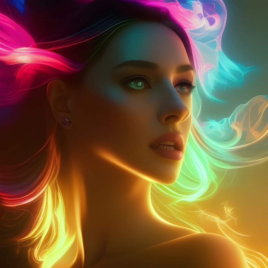 Girl in Lava Lamp Light: Detailed Digital Portrait