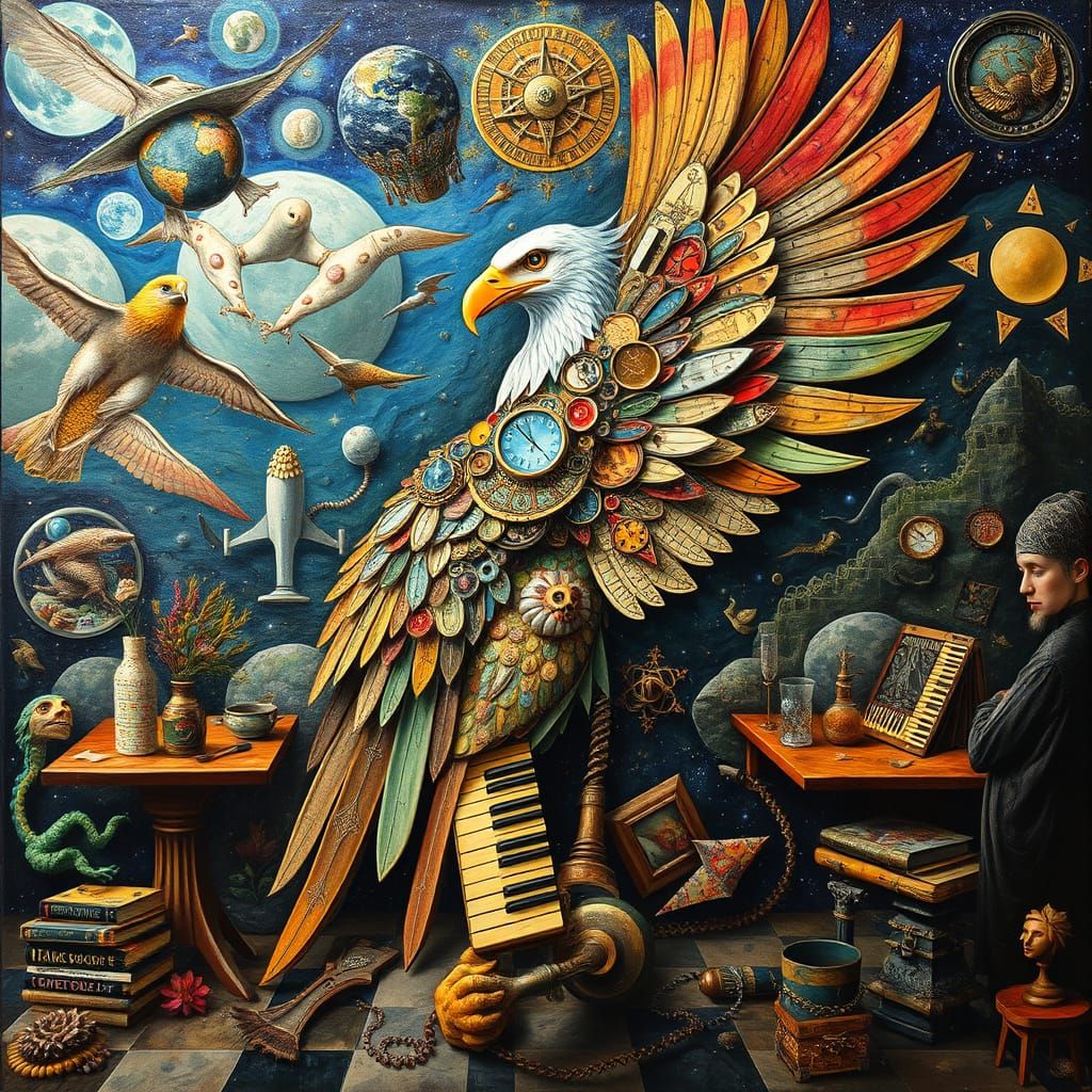 Mechanical Eagle in Sacred Geometry Utopia