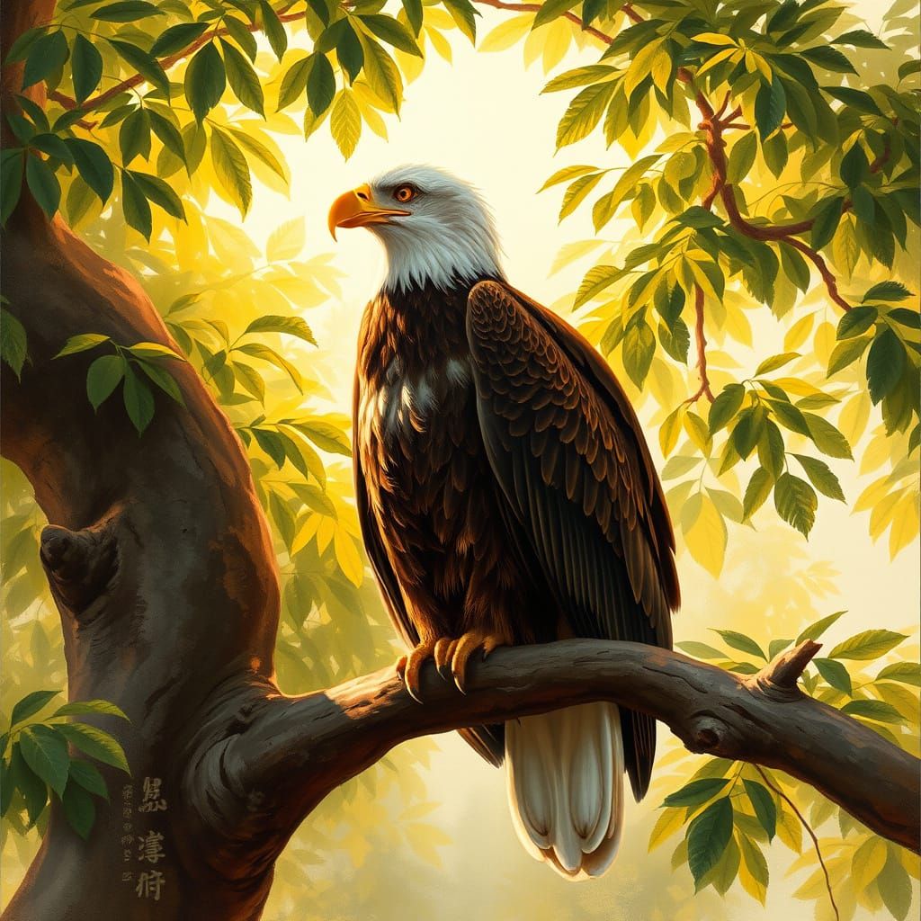 Regal Eagle in Golden Light, Audubon Style