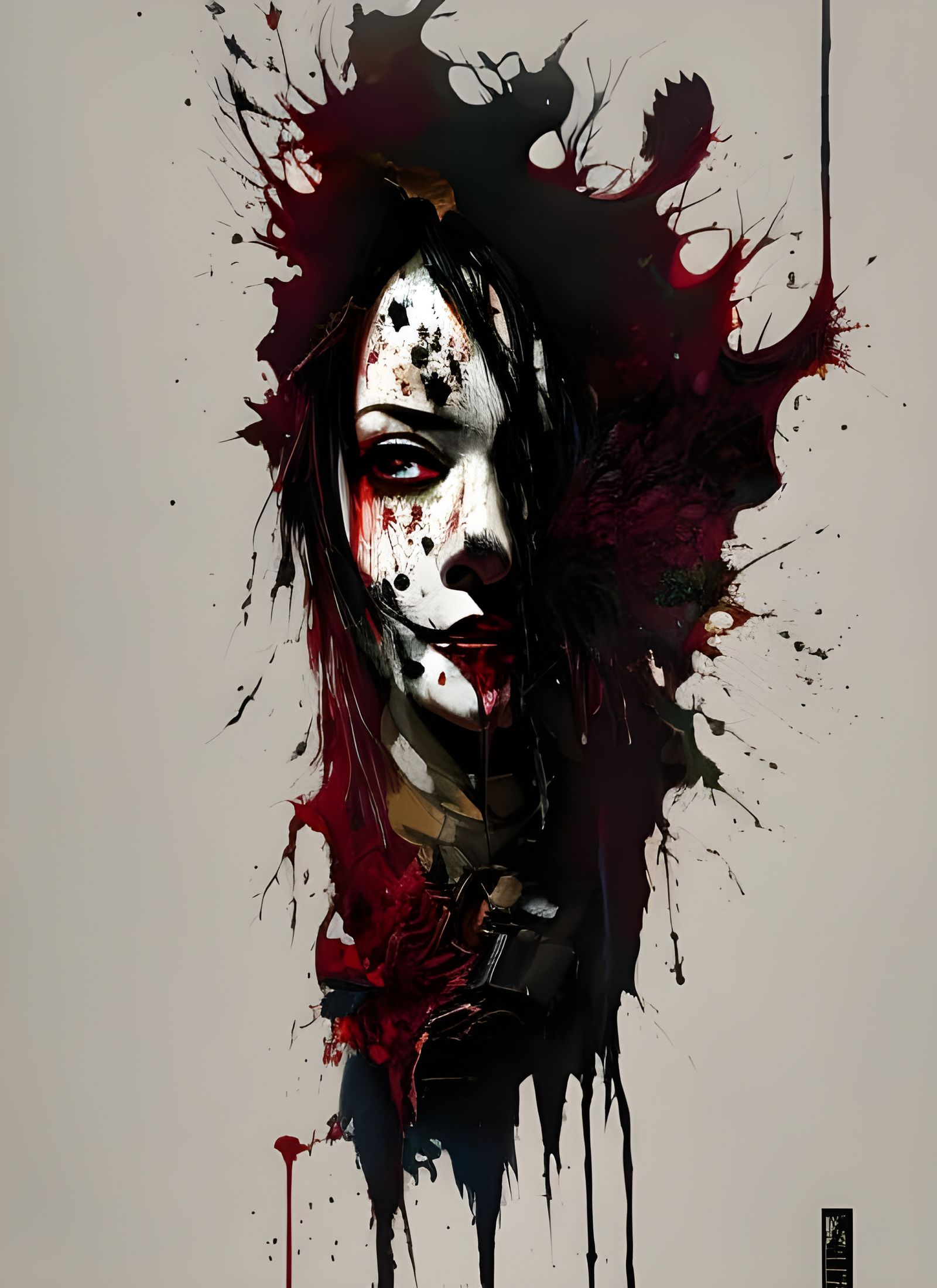 Terrifying Split Personality in Horror Art Style