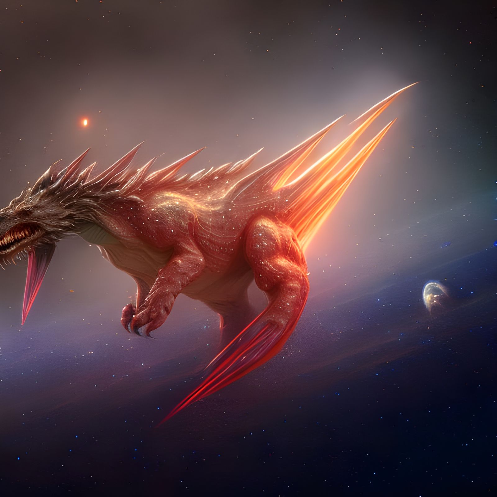 Intricate Comet Dragon in Cosmic Space