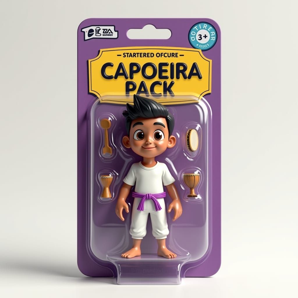 Stylized Cartoon Capoeira Figurine in Collectible Blister Pa...