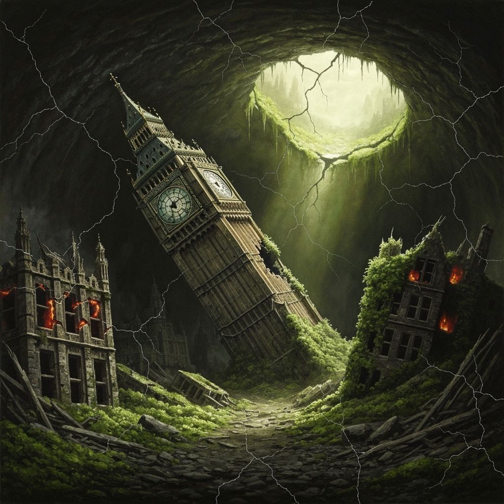 Big Ben Crumbles in Post-Apocalyptic Cave Painting