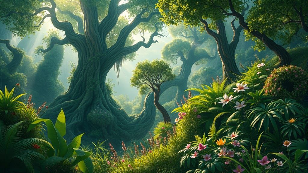 Lush Verdant Landscape in Digital Painting Style