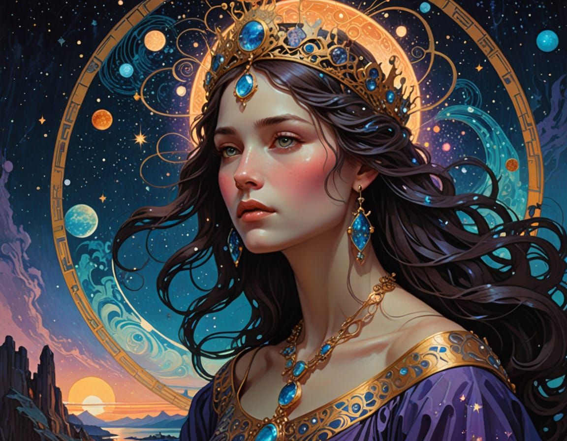 Ethereal Roccoco Goddess with Celestial Crown