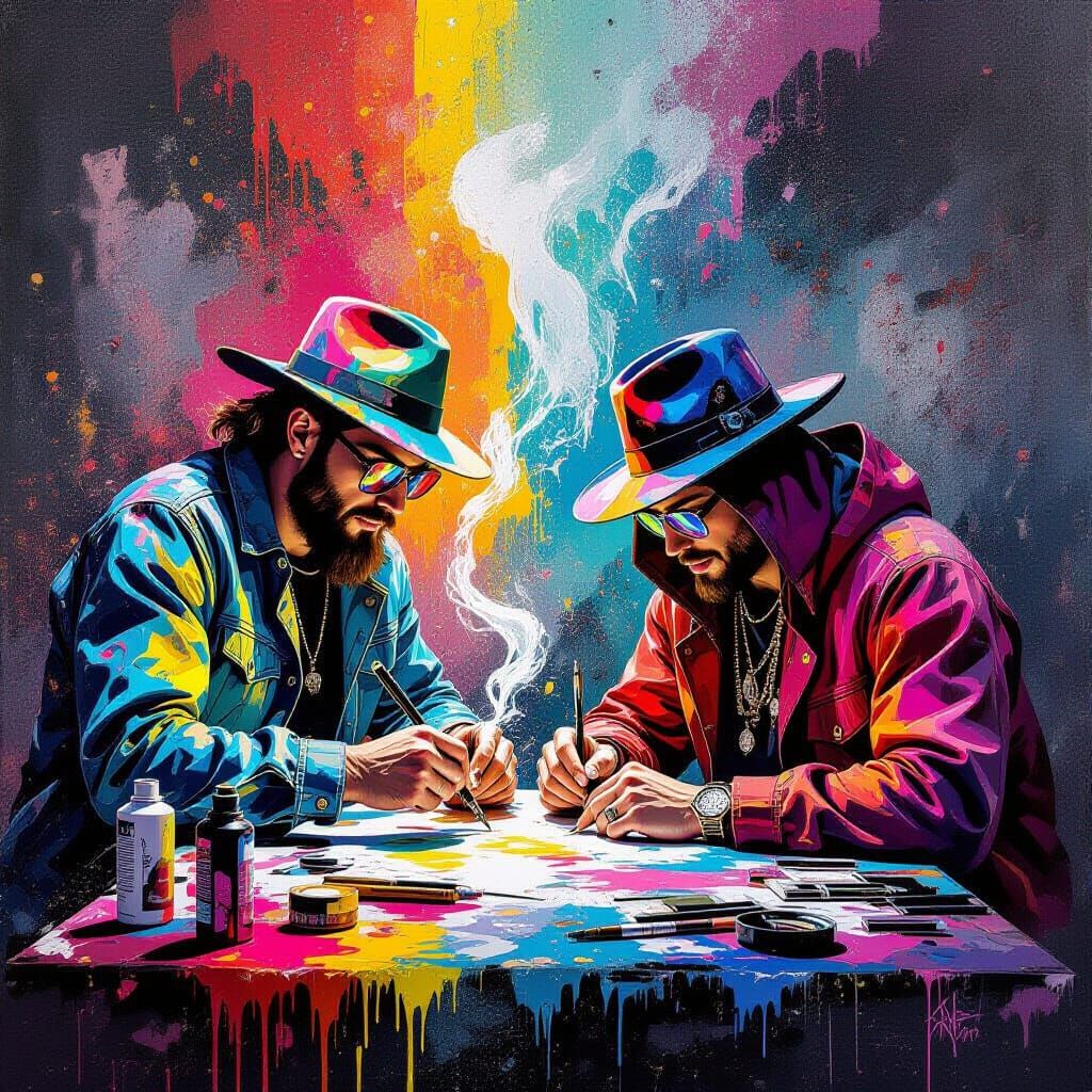 Graffiti Artists Creating Magic in Vibrant Splash Art