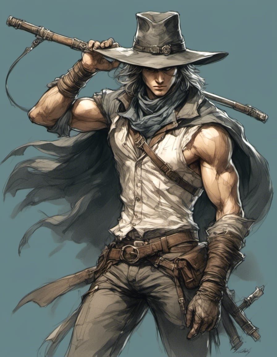 Handsome Jock as Bloodborne Hunter in Anime Style