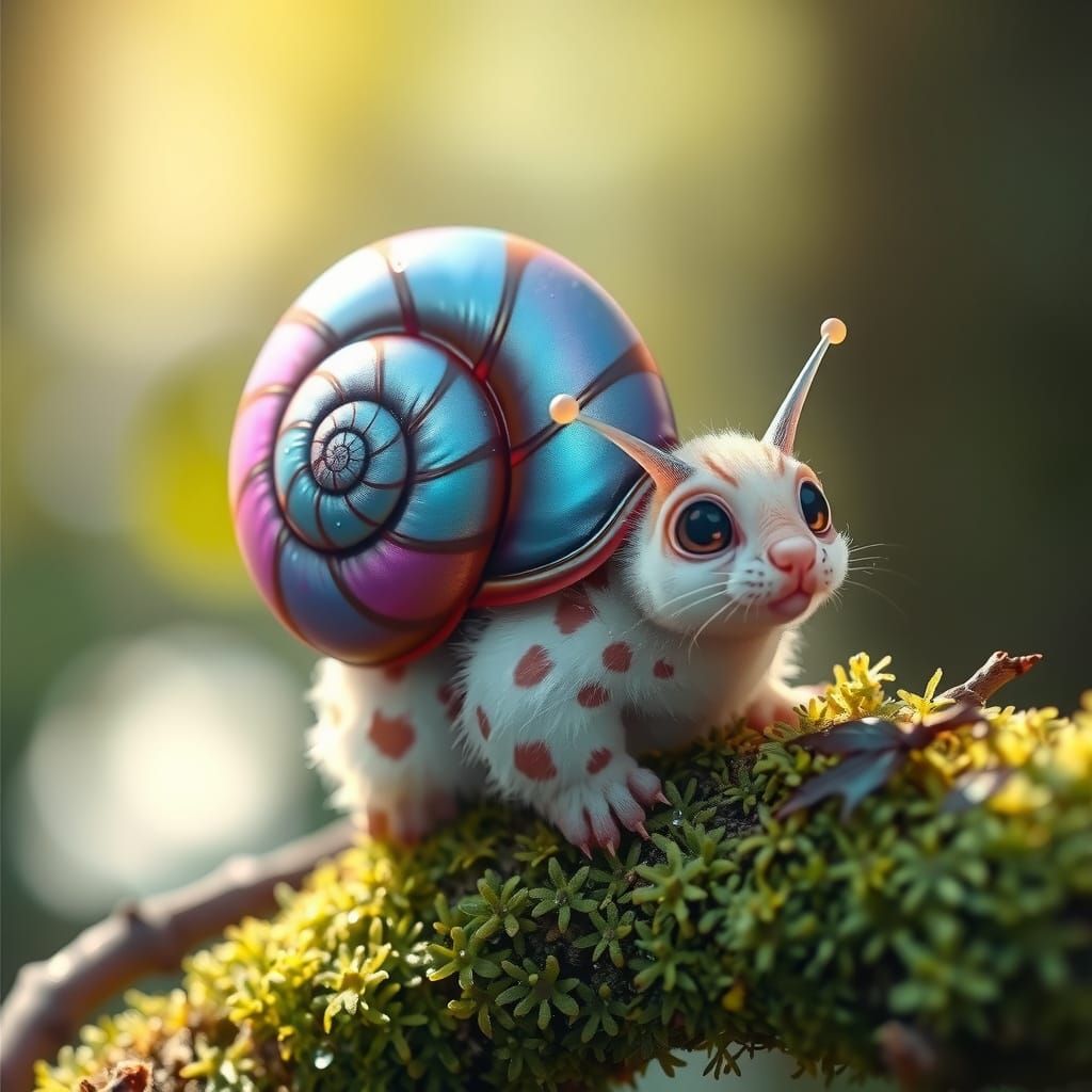 Whimsical Snail Cheetah in Enchanted Forest Setting