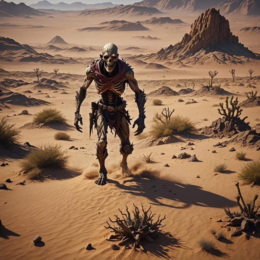 Sand-Skinned Desert Zombie in Detailed Matte Painting