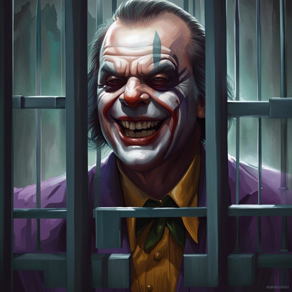The Joker Behind Bars: Hyperdetailed Artstation Portrait