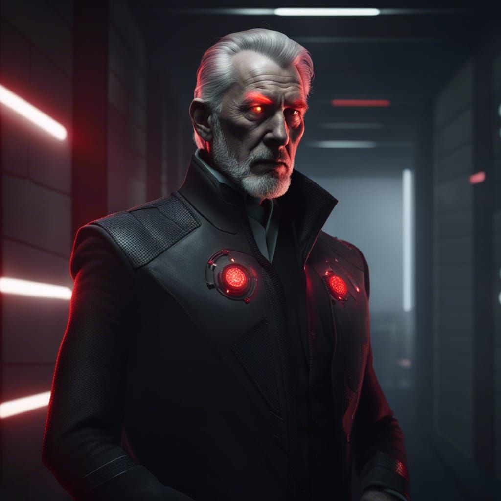 Menacing Man in Futuristic Office: Dark Fantasy Concept Art