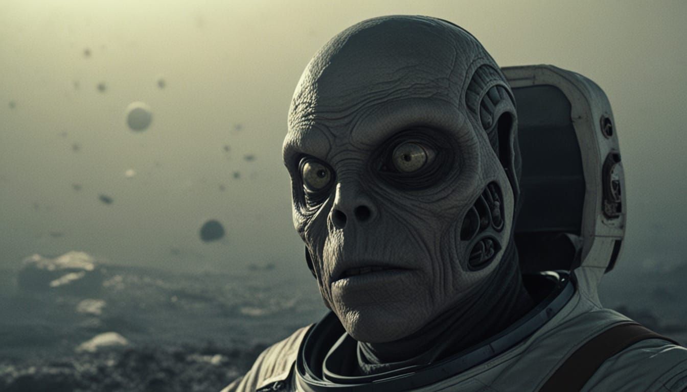 Epic Alien Close-Up on the Moon's Surface