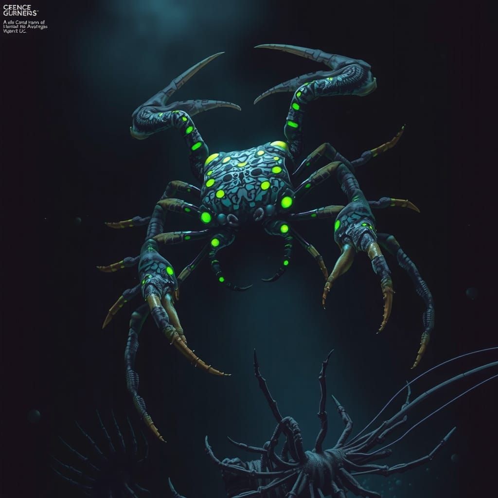 Bioluminescent Crab Monster in Gothic Style