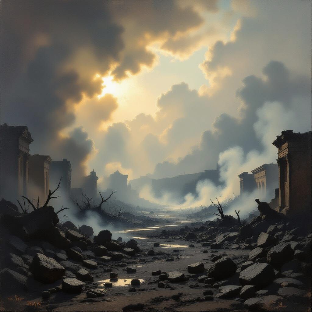 Ash-Filled Clearing After Pompeii Disaster