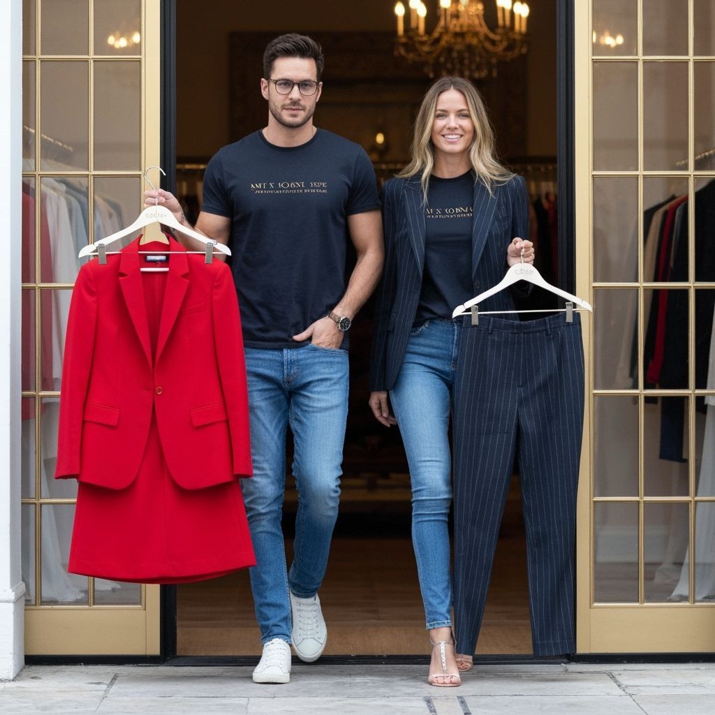 Couple Leaves Boutique with New Outfits