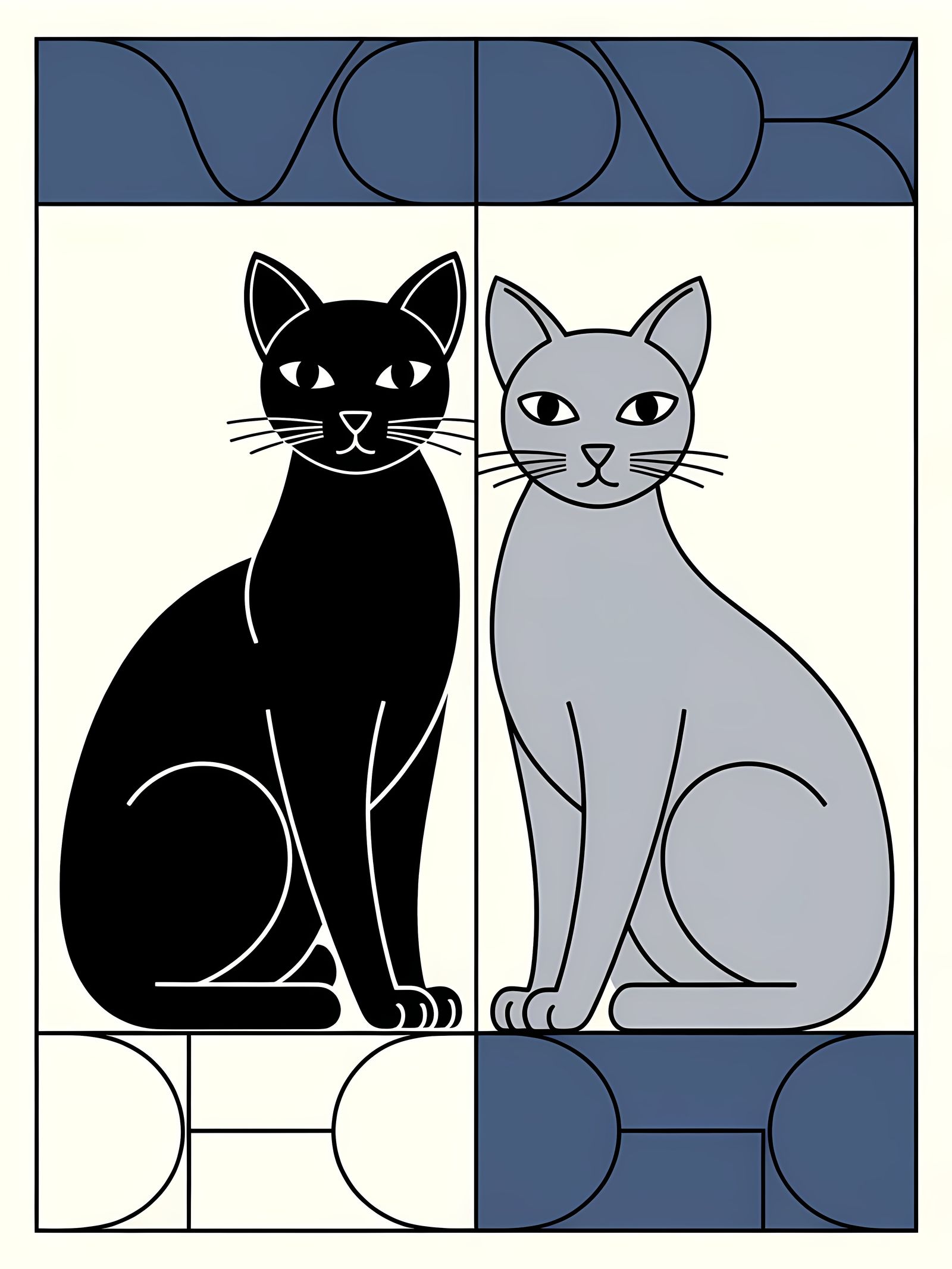 Minimalist Cats Poster in Pop Art Style