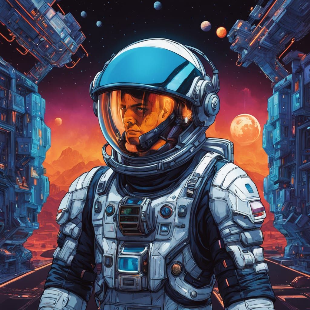 Astronaut in Futuristic Galaxy