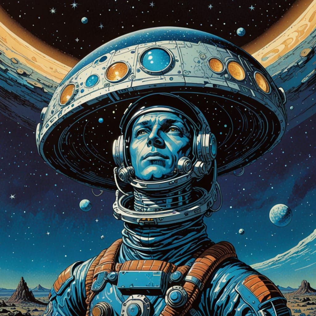 Astronaut on Alien Planet in Bande Dessinée Style