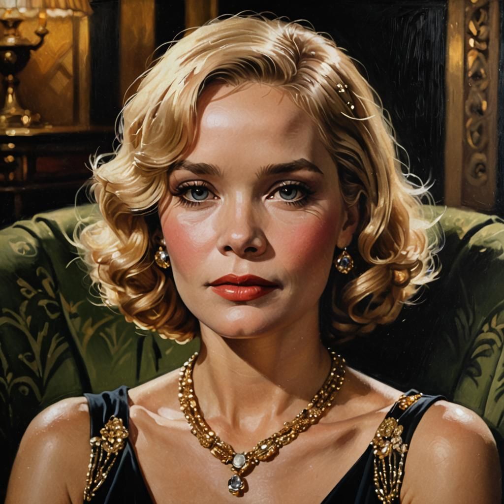 Art Deco Portrait of a Woman in Oil