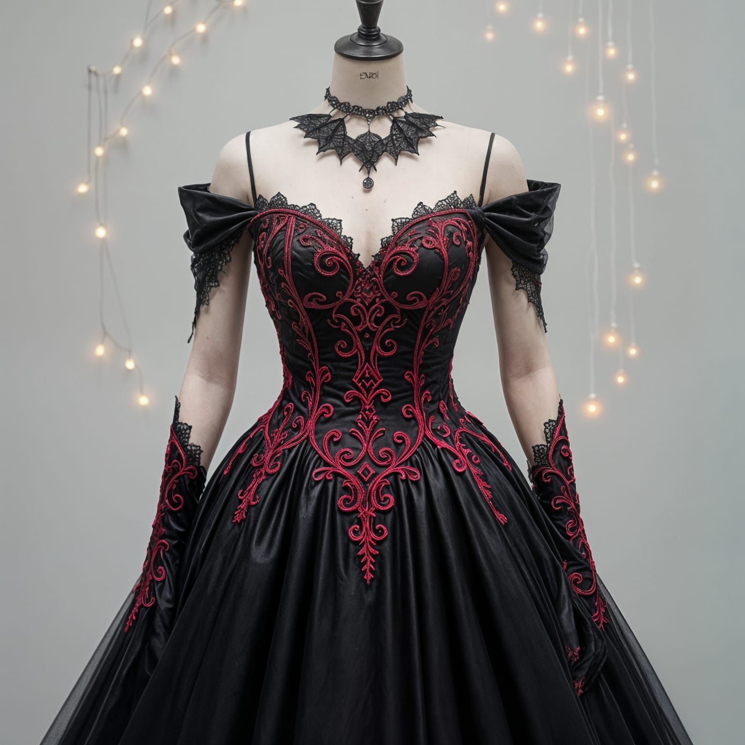 Zombie Prom Gown with Magical Bat Jewelry