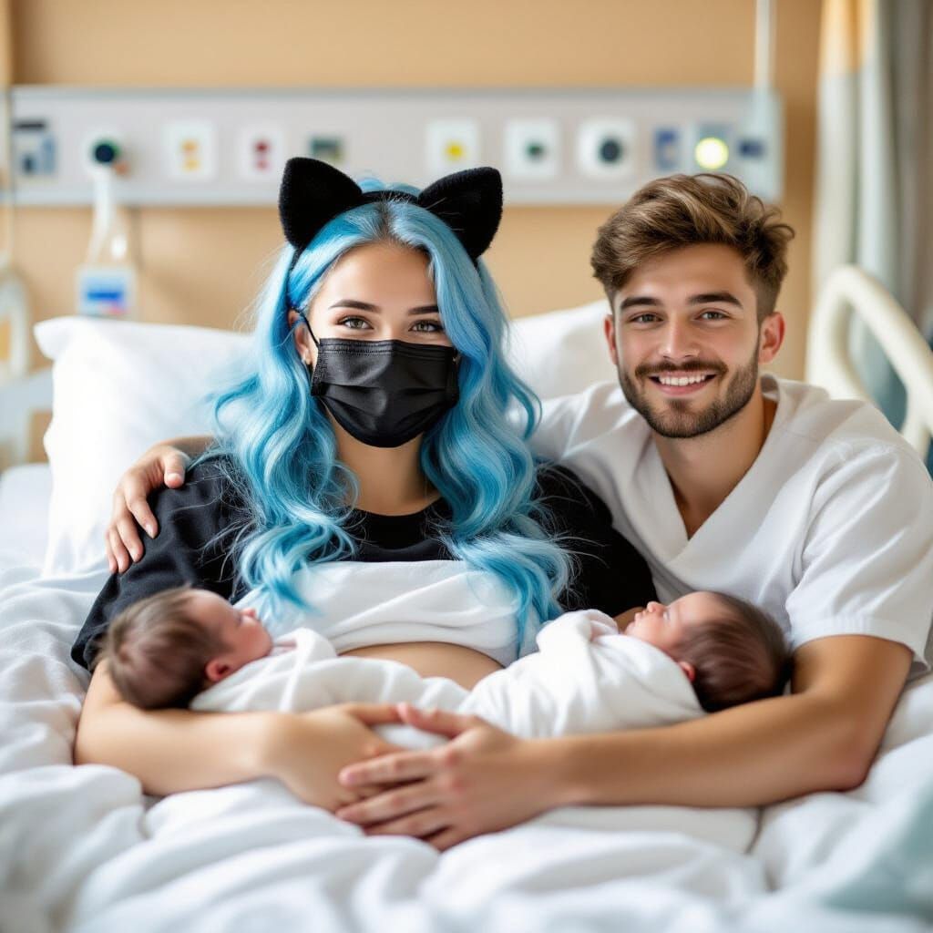 Young Parents With Newborn Twins: Cinematic Still