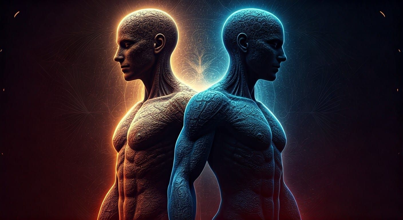 Ethereal Duality: Two Figures in Radiant Harmony