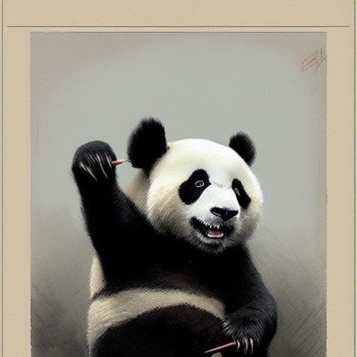 Horrific Panda in Gustave Doré Style